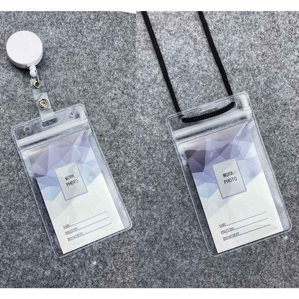 5 Vertical ID Badge Holders Only, Sealable Waterproof Vinyl, Fits Credit Cards